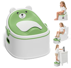 MoreFeel 3-in-1 toddler potty front view shows space-saving design for small bathrooms.