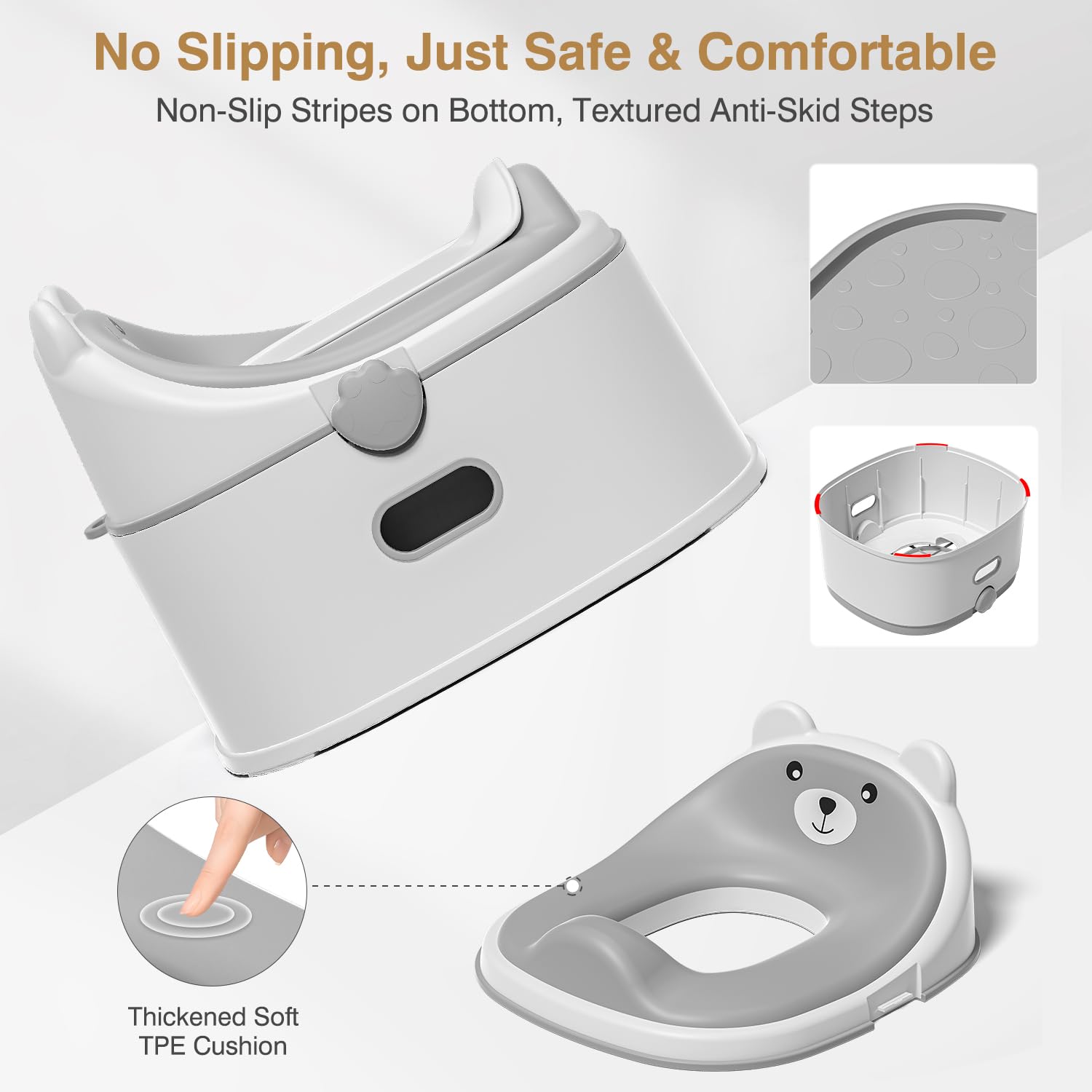 MoreFeel anti-slip base keeps little feet steady during training sessions.