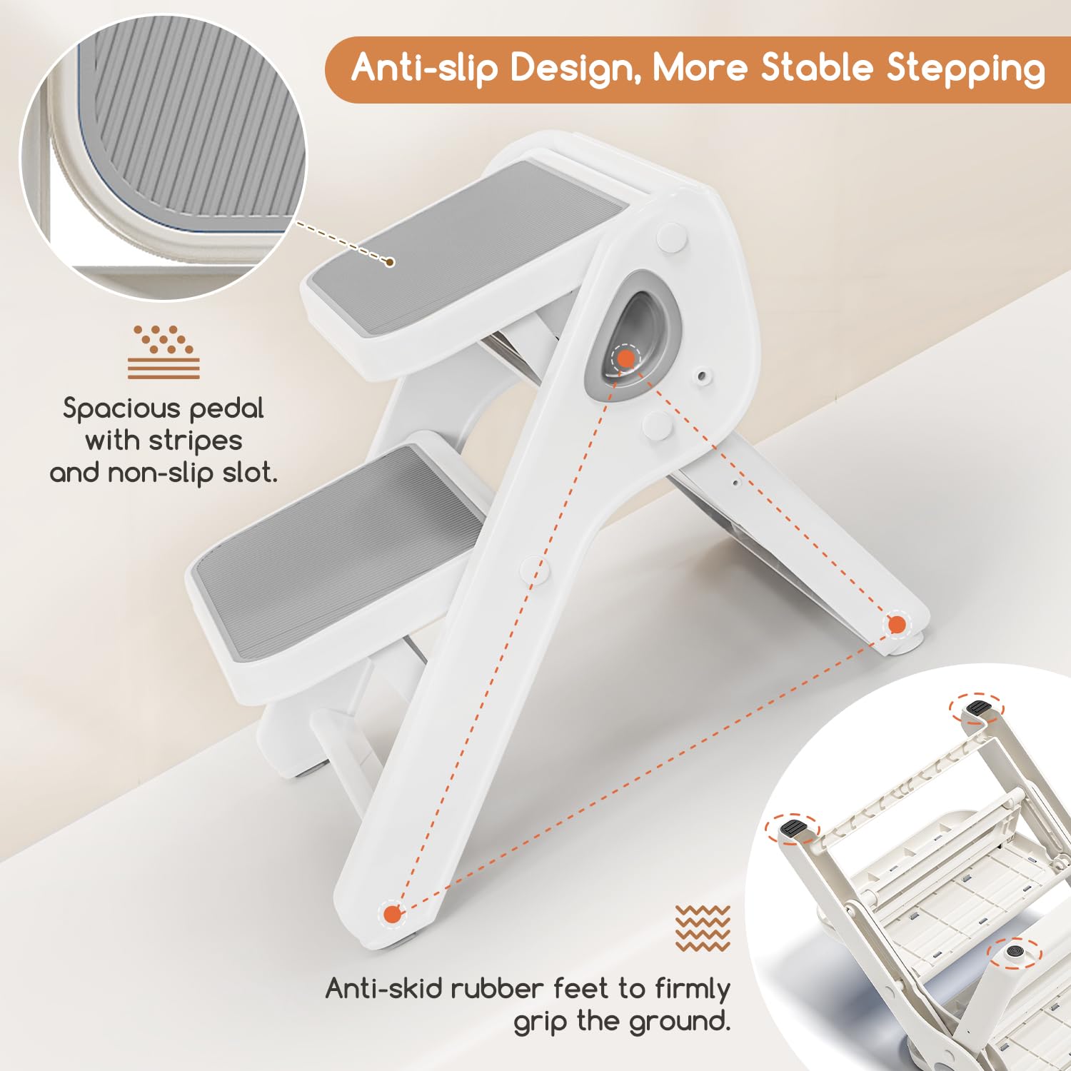 MoreFeel assembly-free toddler stool unfolds instantly for quick setup.