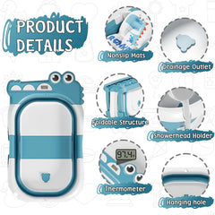 MoreFeel bath tub with thermometer shows real-time temperature for safe bath time.