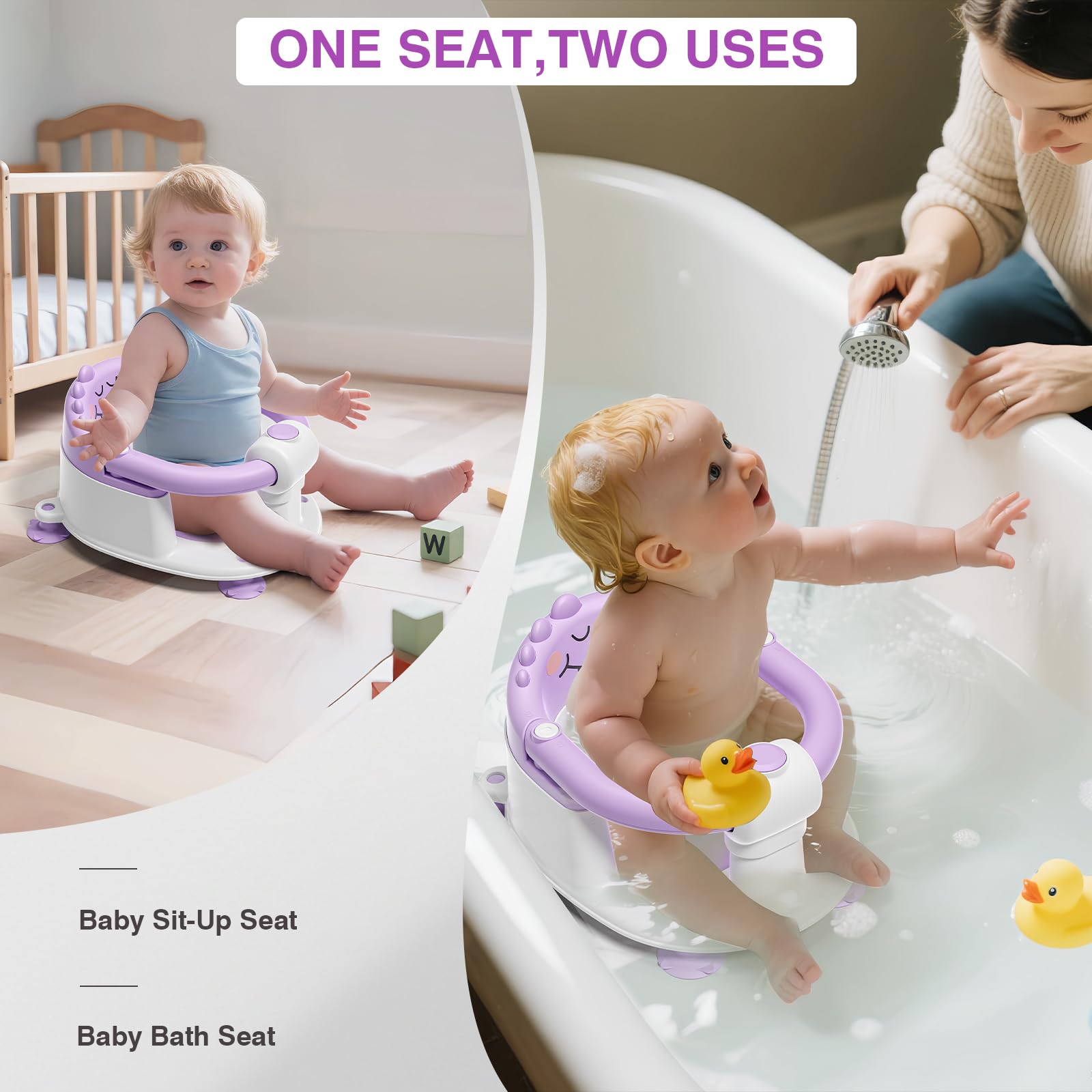 MoreFeel dinosaur-themed bath seat adds playful design for happy bath time.