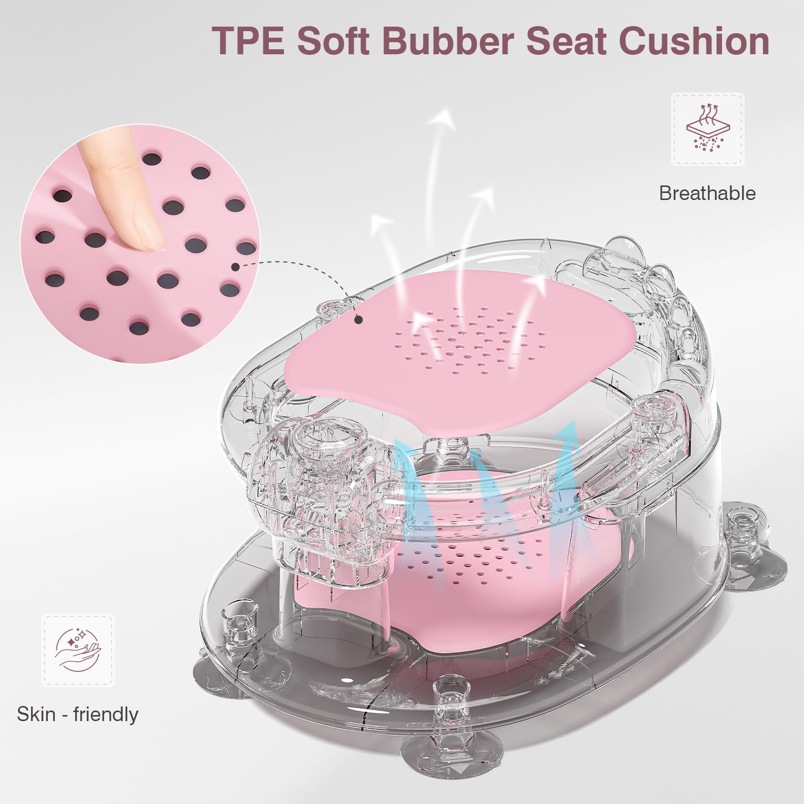 MoreFeel bath seat easy one-click setup and quick release.