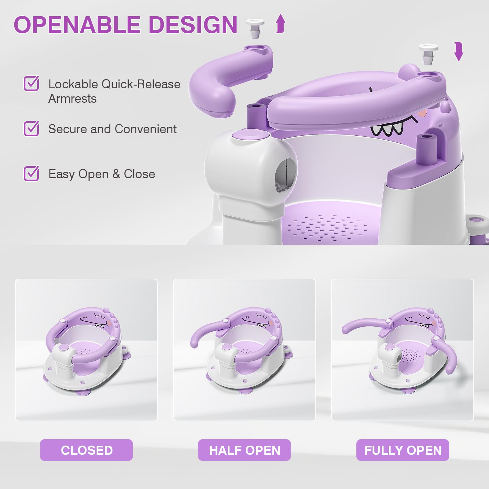 MoreFeel open armrests enable easy placement and safe lifting.