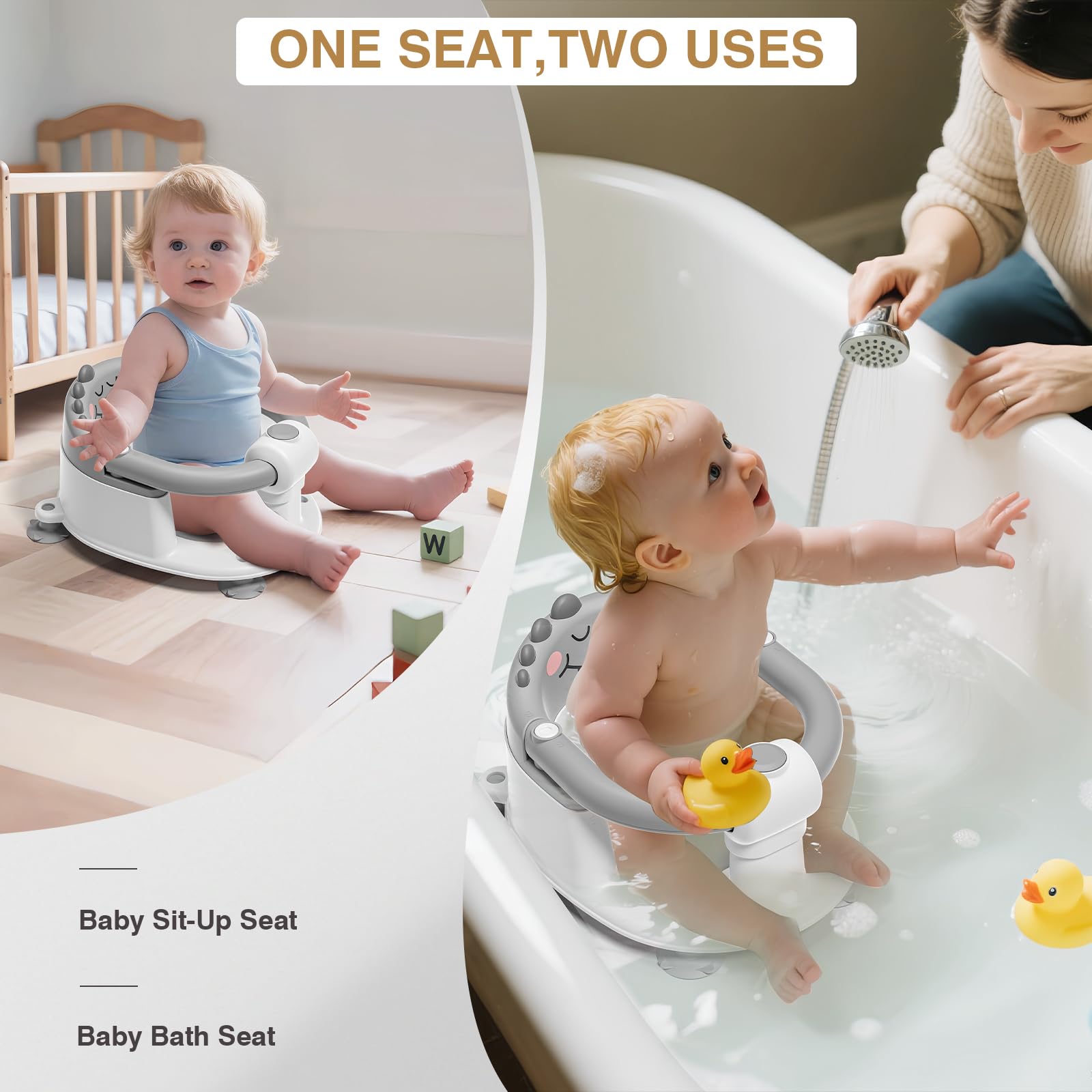 MoreFeel bath seat soft cushion supports delicate baby skin during baths.