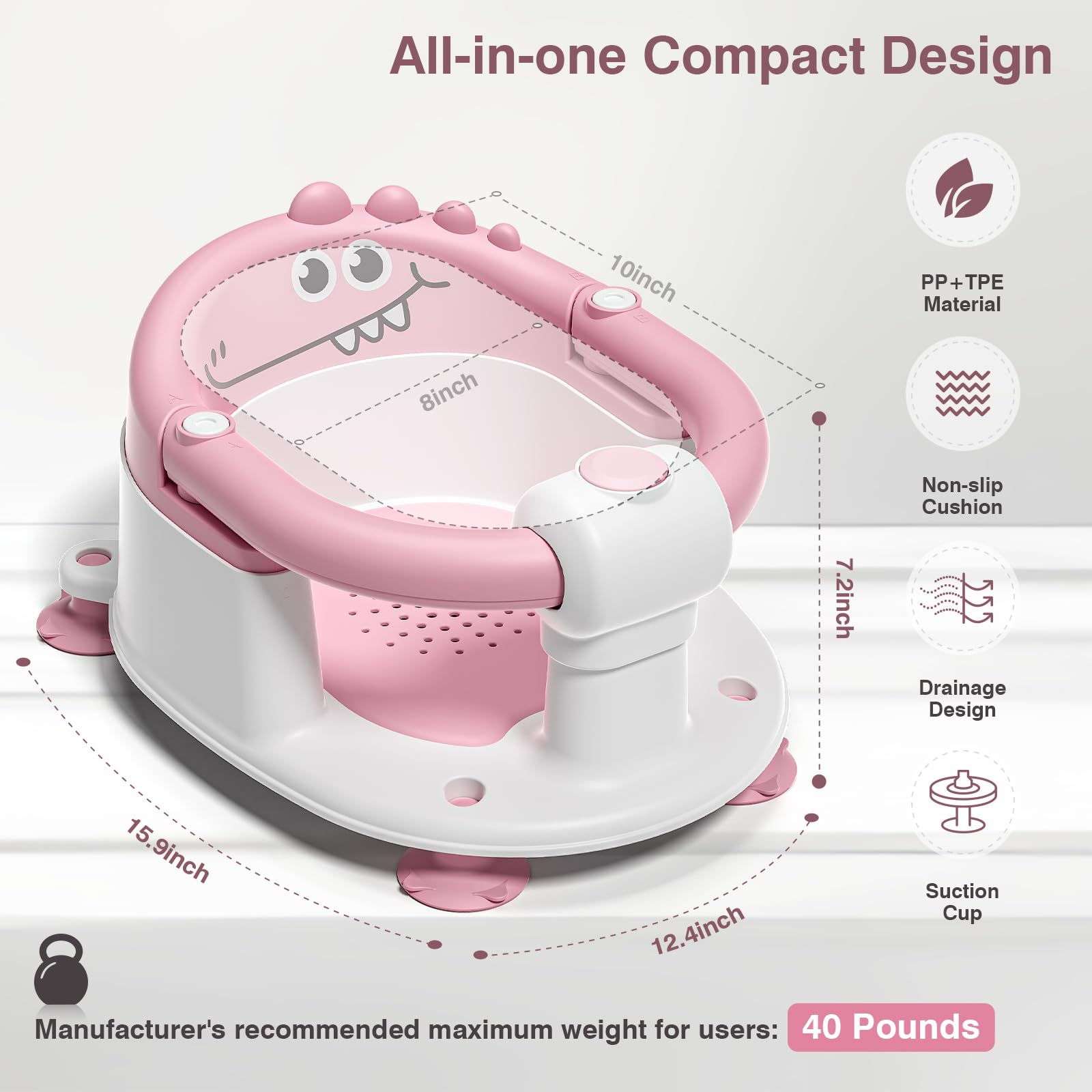 MoreFeel bath seat soft non-slip cushion provides a gentle, comfortable base.