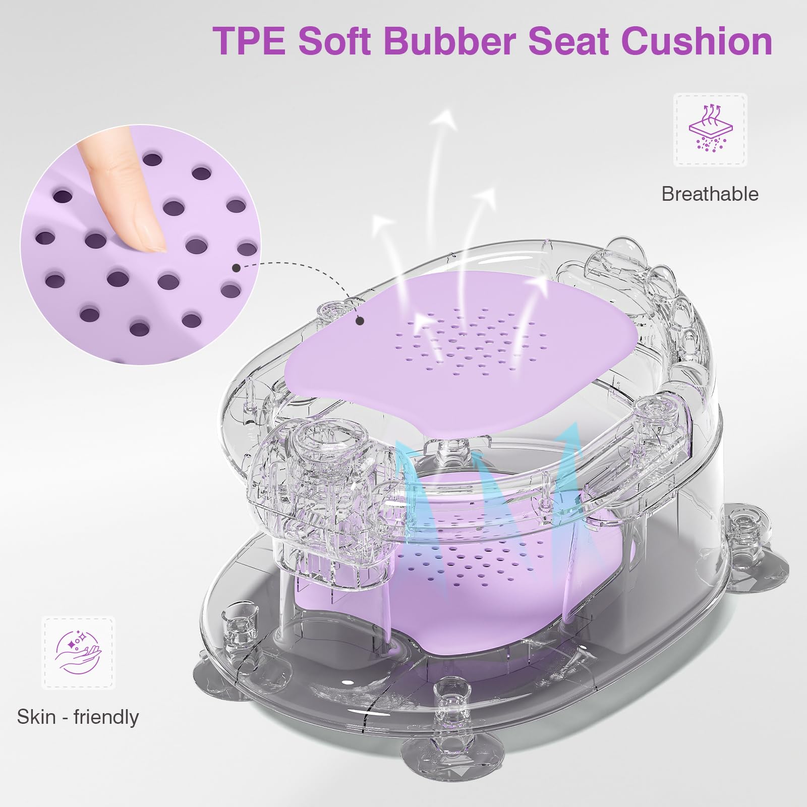 MoreFeel wrap-around sides provide full-body support during bath time.