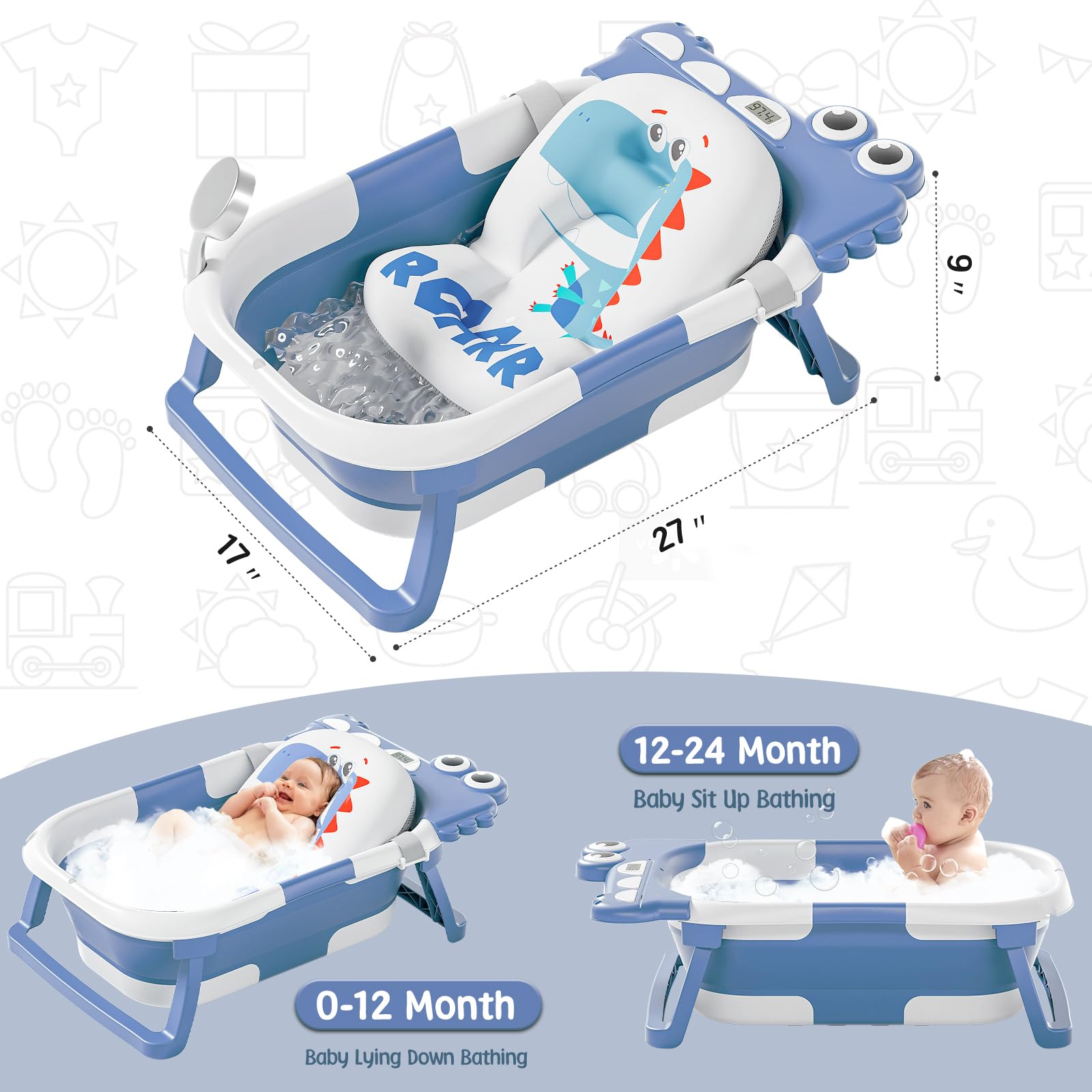 MoreFeel bath tub with thermometer display showing bath temperature.