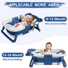 MoreFeel collapsible bathtub with floating cushion supporting newborn comfort