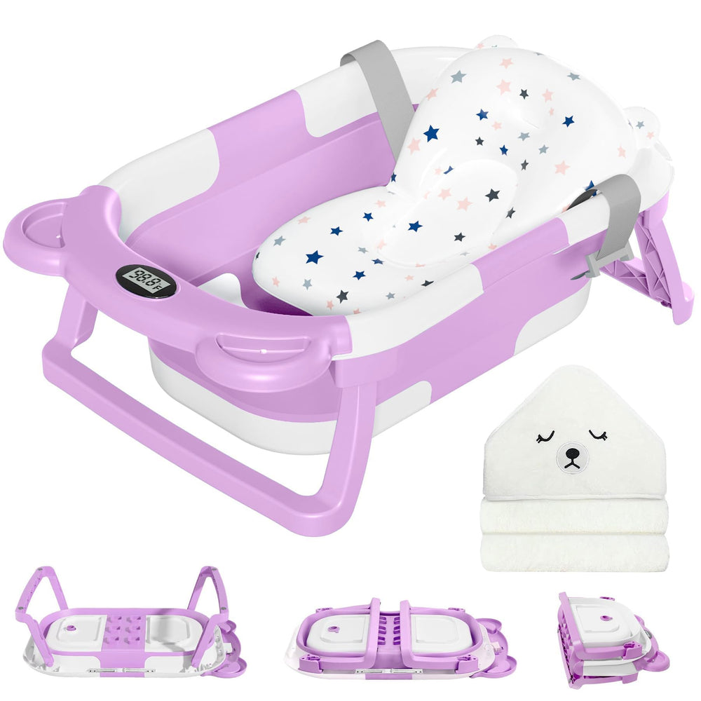 MoreFeel collapsible baby bathtub folded compact stores neatly