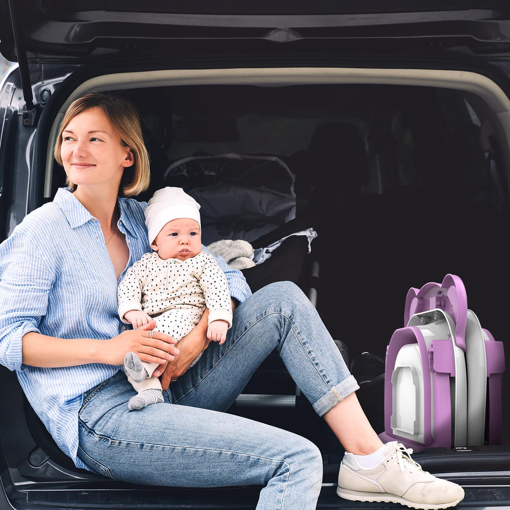 MoreFeel collapsible bathtub ready for travel and storage