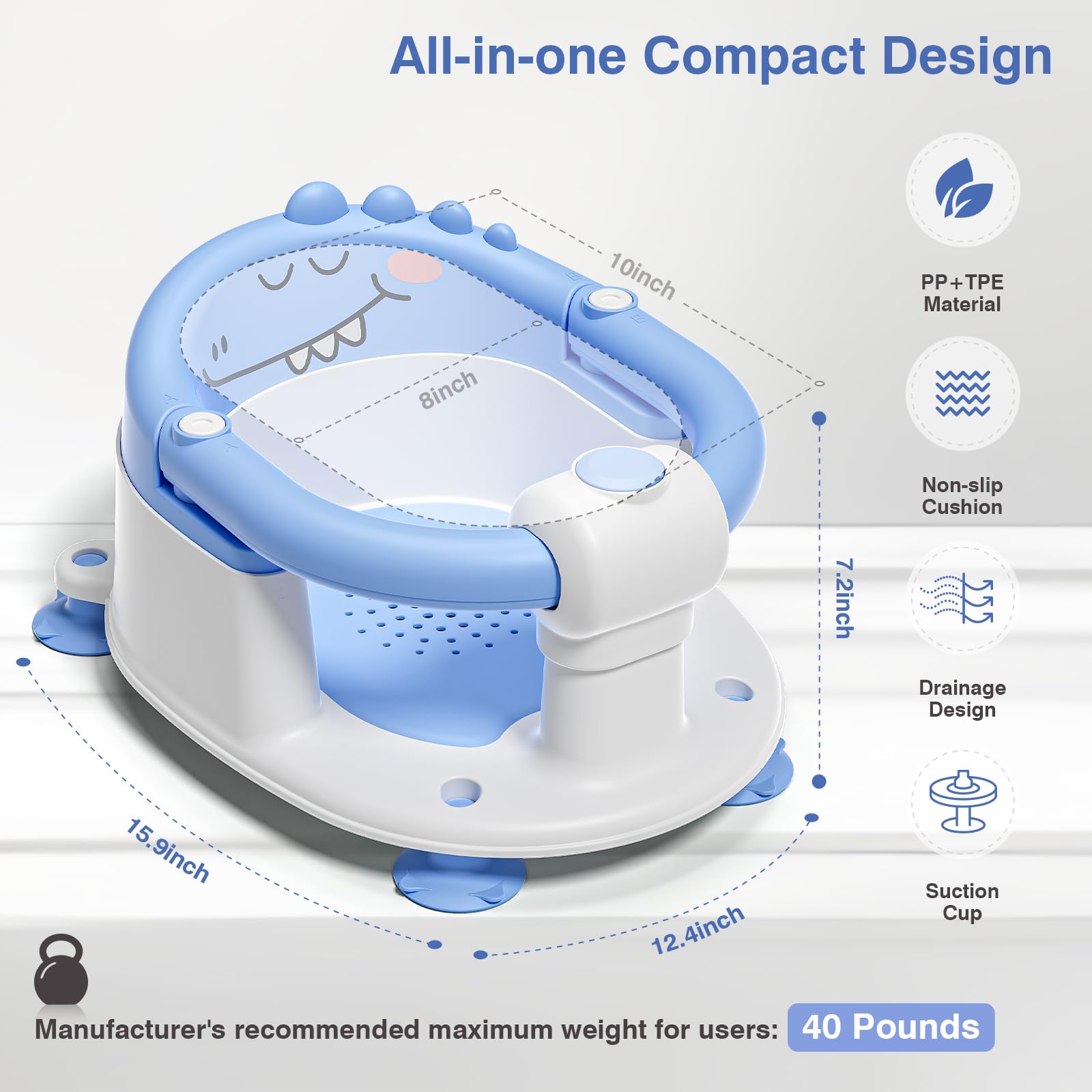 MoreFeel dinosaur-themed bath seat adds playful vibes and simple setup.