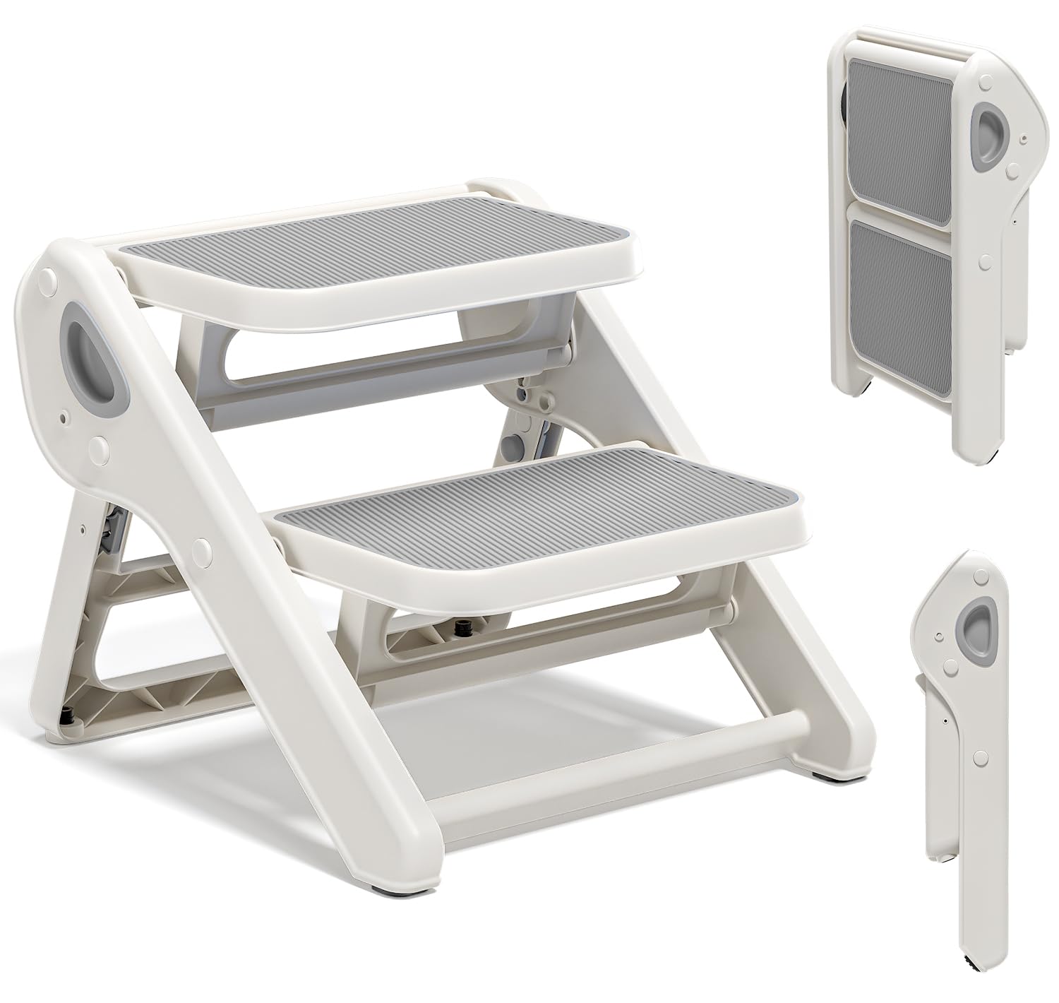 MoreFeel foldable toddler stool 2-step in use on kitchen counter for easy reach.