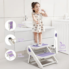 MoreFeel foldable toddler stool open and ready for everyday use.