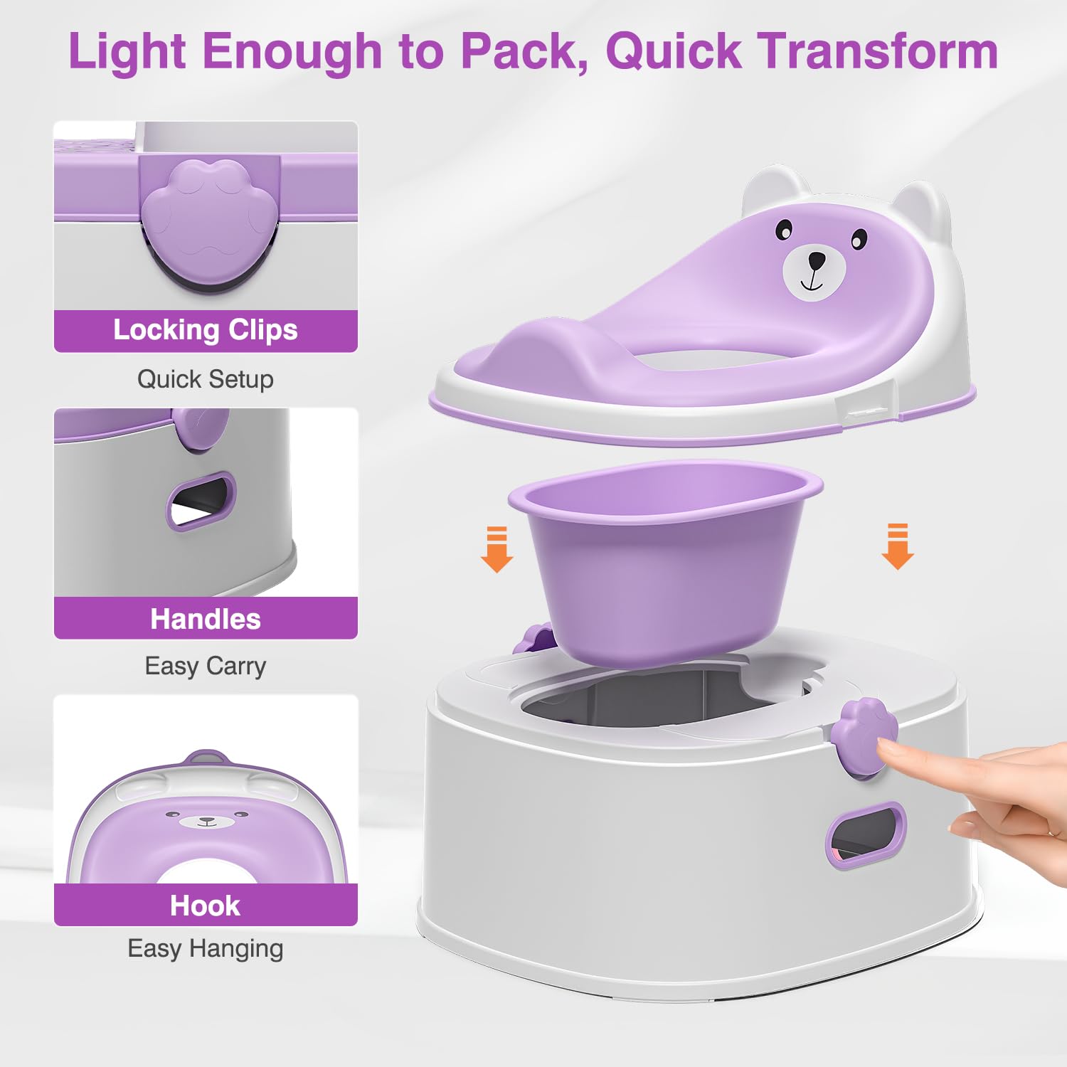 MoreFeel high splash guard reduces mess during early toilet training.