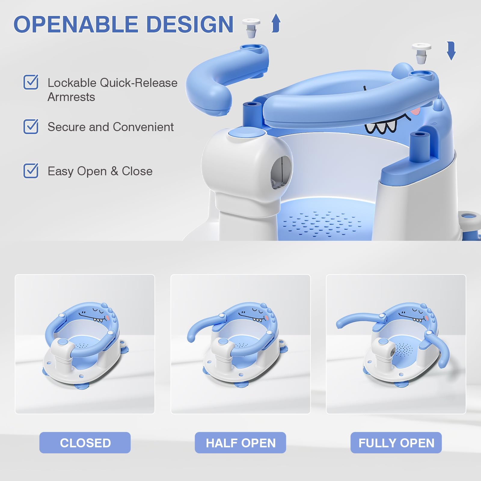 MoreFeel one-click portable design makes bath time quick and easy.