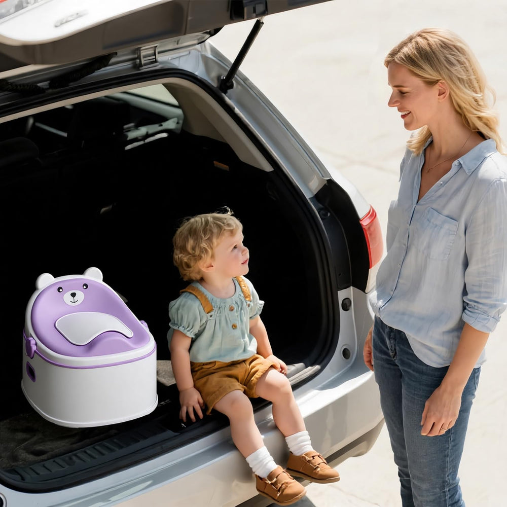 MoreFeel portable handholds help carry the potty training set on the go.