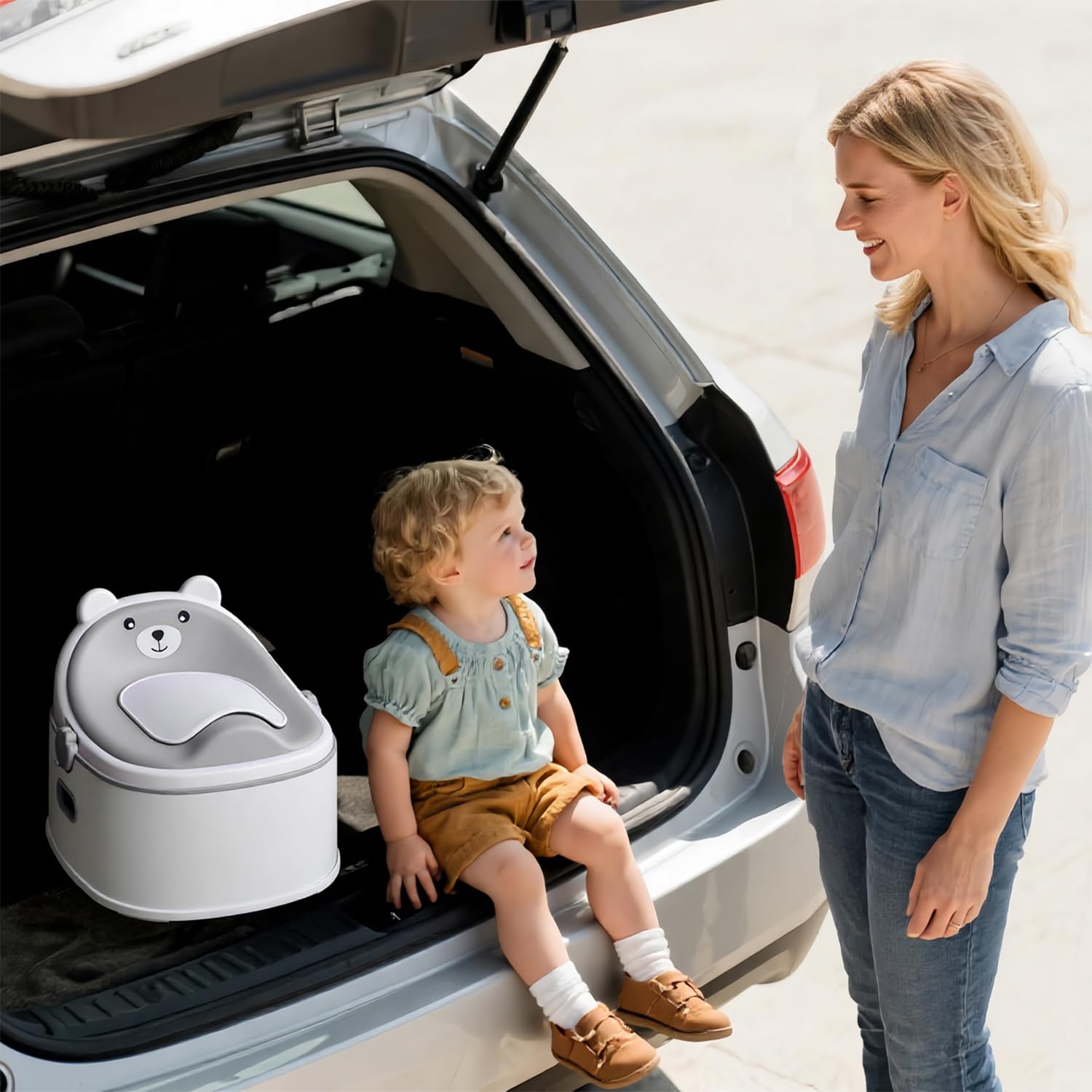 MoreFeel portable design with side handholds makes travel potty training easier.