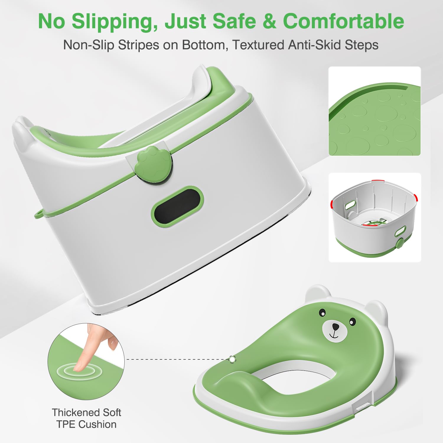 MoreFeel toddler potty bowl-removal shows simple removal for cleaning after use.