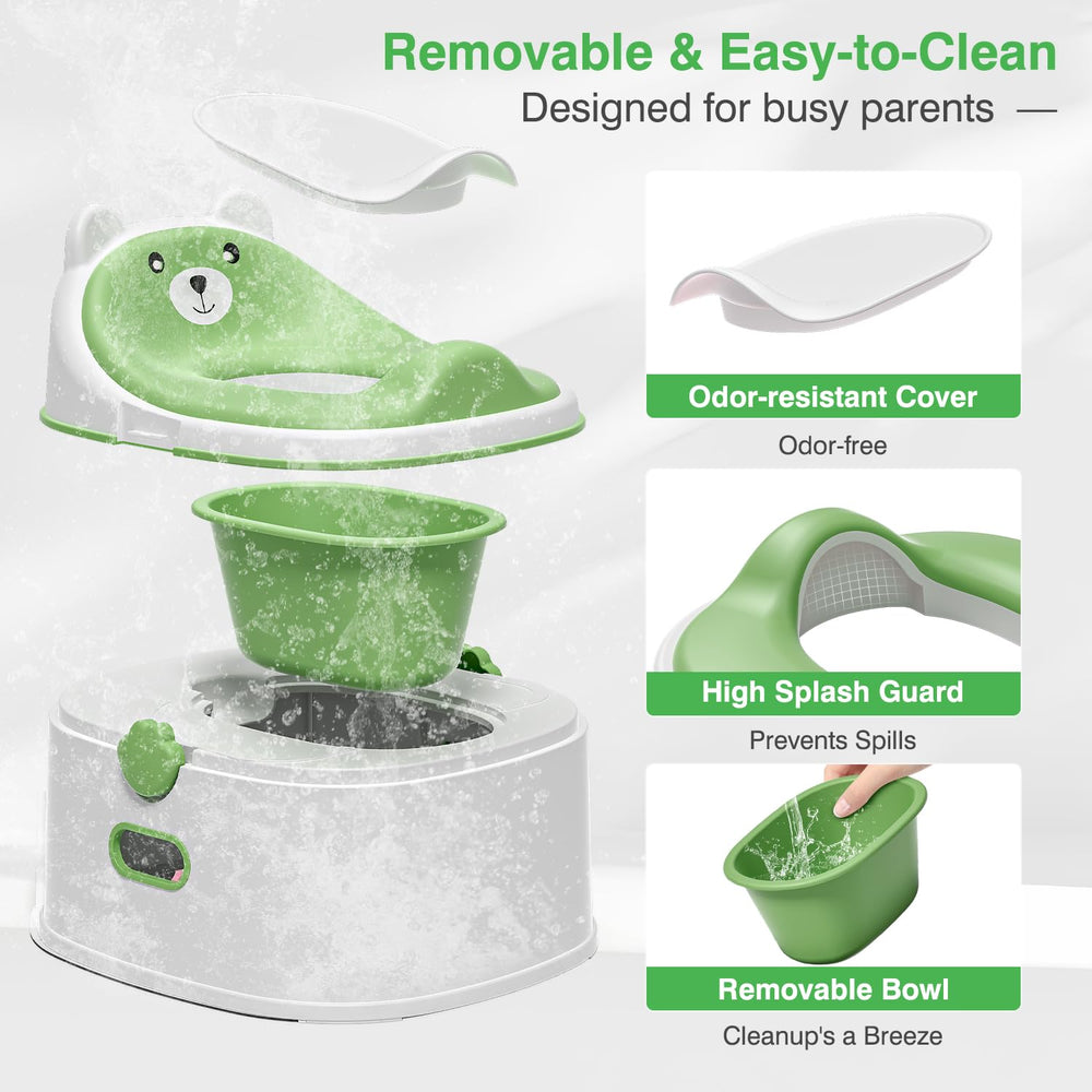 MoreFeel toddler potty removable-seat emphasizes quick cleaning and hygienic setup.