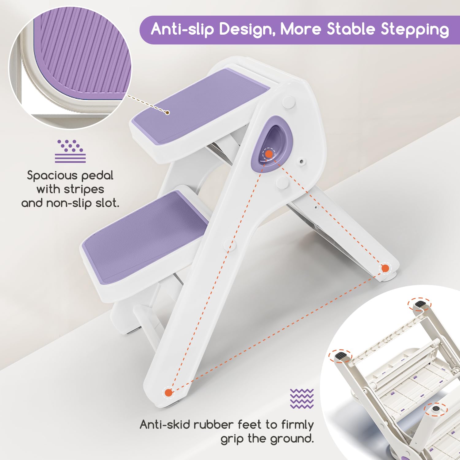 MoreFeel non-slip surface on toddler stool supports confident stepping.