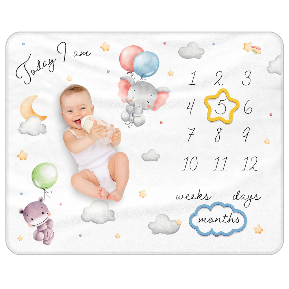 Moreiriny blue cloud milestone marker closeup shows event markers for baby age milestones