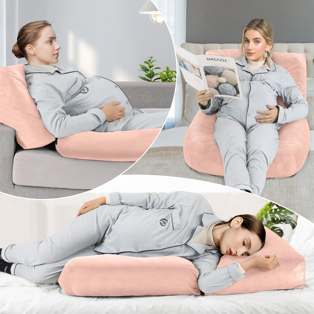 Morelexa pillow ergonomic support eases abdomen and back tension during pregnancy and beyond.