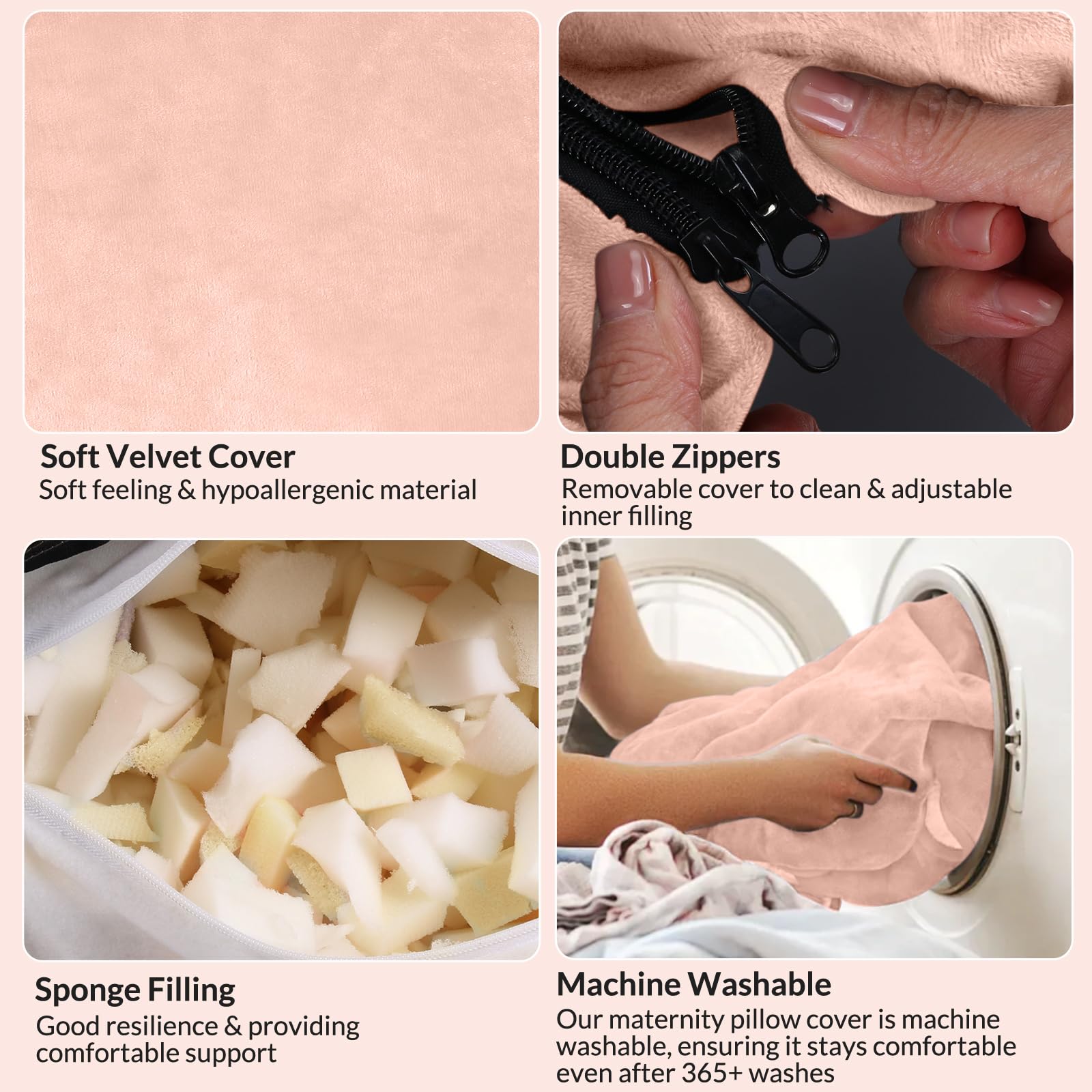 Morelexa pillow detachable machine-washable cover simplifies cleanup and freshness.