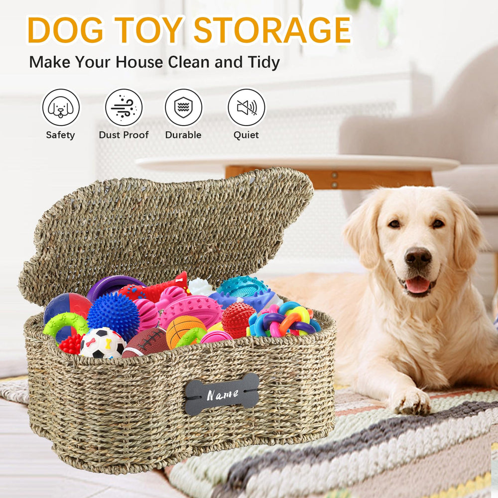 Morezi dog toy basket lid closed conceals toys for neat spaces
