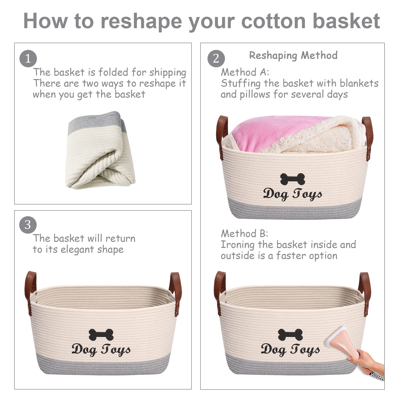 Morezi easy-clean dog toy basket ready for machine wash or hand washing.