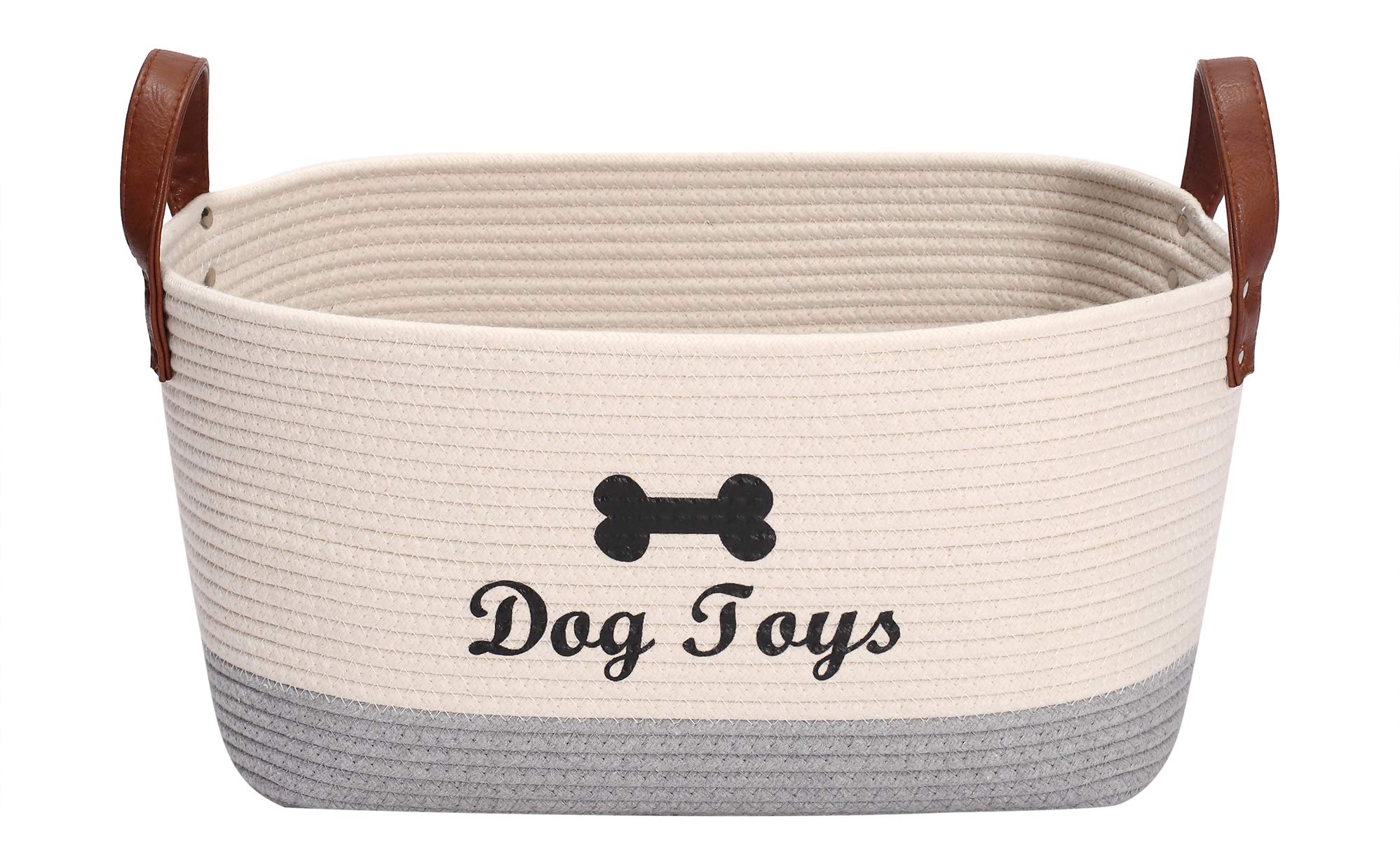 Morezi large cotton dog toy basket front view shows ample toy storage and neutral decor.