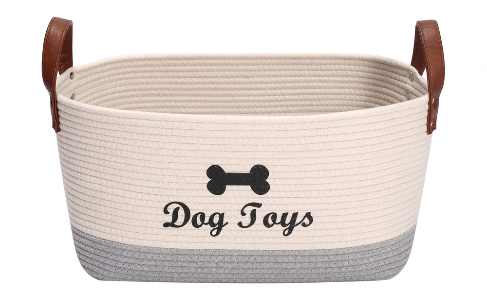 Morezi large cotton dog toy basket front view shows ample toy storage and neutral decor.
