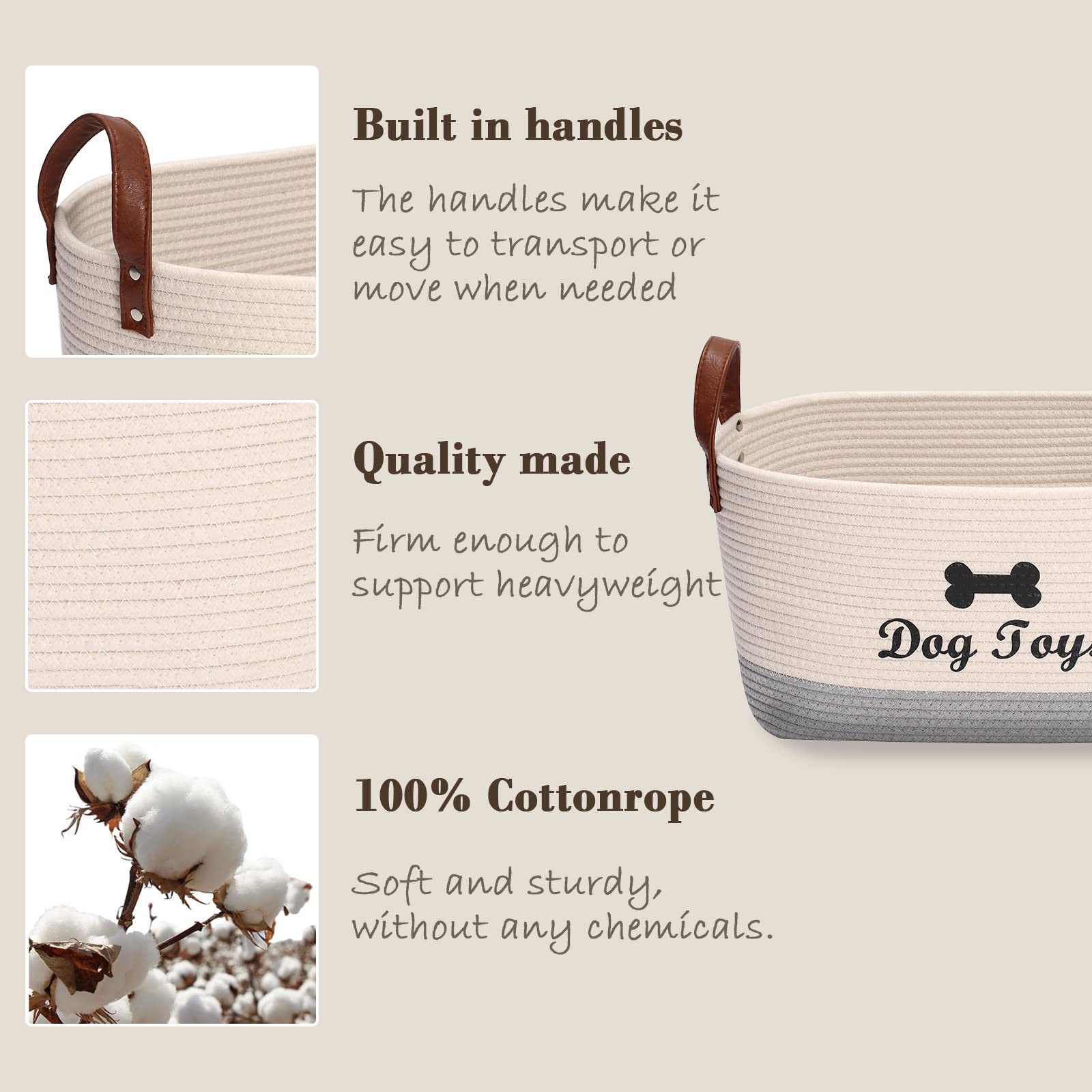 Morezi neutral gray beige dog toy bin styled in living room for decor and organization.