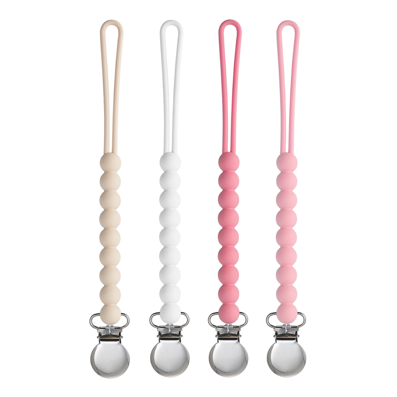 MORIBOX pacifier clip beige keeps pacifier within reach and clean for busy babies.