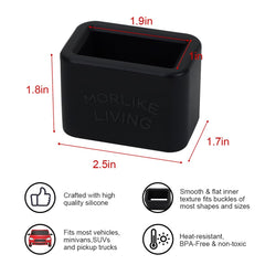 MORLIKE LIVING silicone buckle holder on car buckle receiver demonstrates quick, wobble-free buckling.