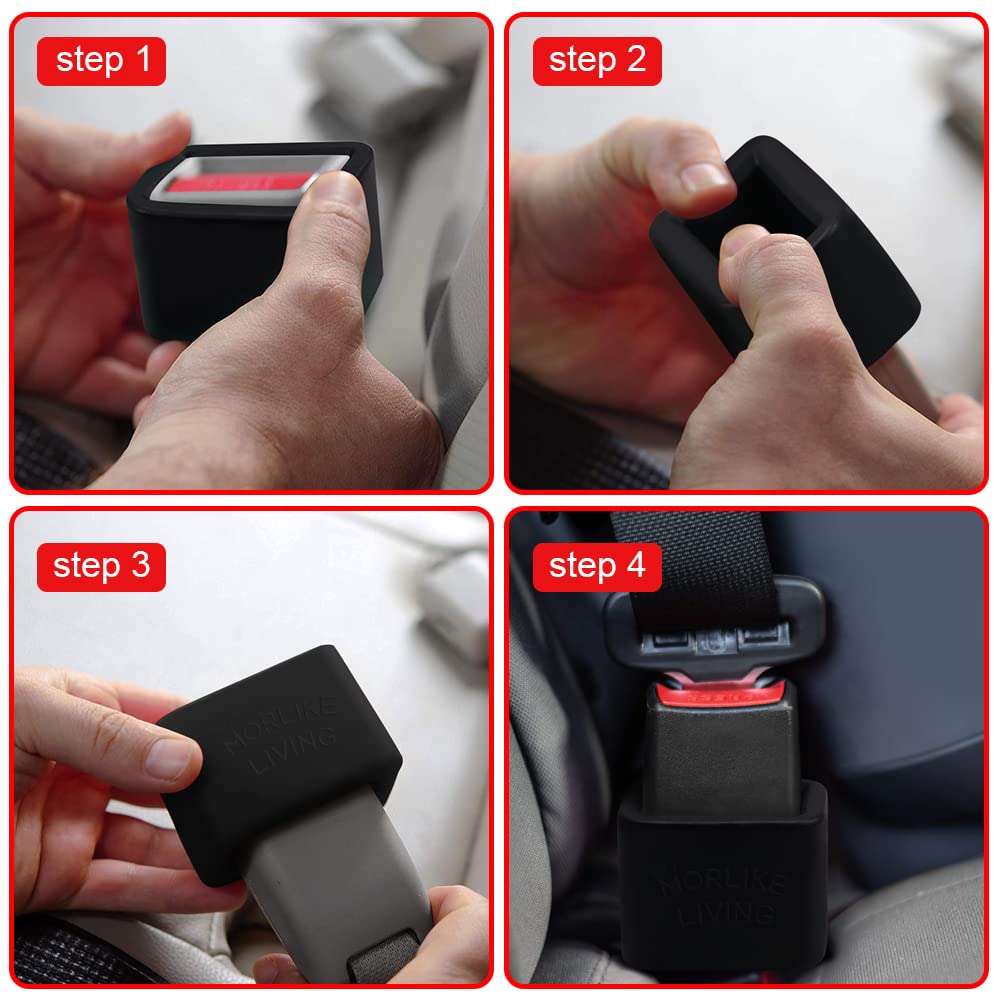 Close-up of MORLIKE LIVING silicone buckle holder showing flexible silicone fits different buckles.