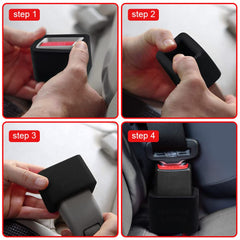 Close-up of MORLIKE LIVING silicone buckle holder showing flexible silicone fits different buckles.
