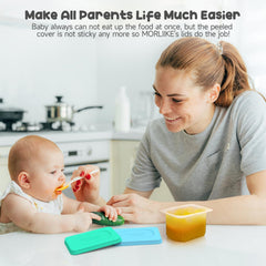 Morlike Living gerber-compatible lids closeup illustrating tub compatibility