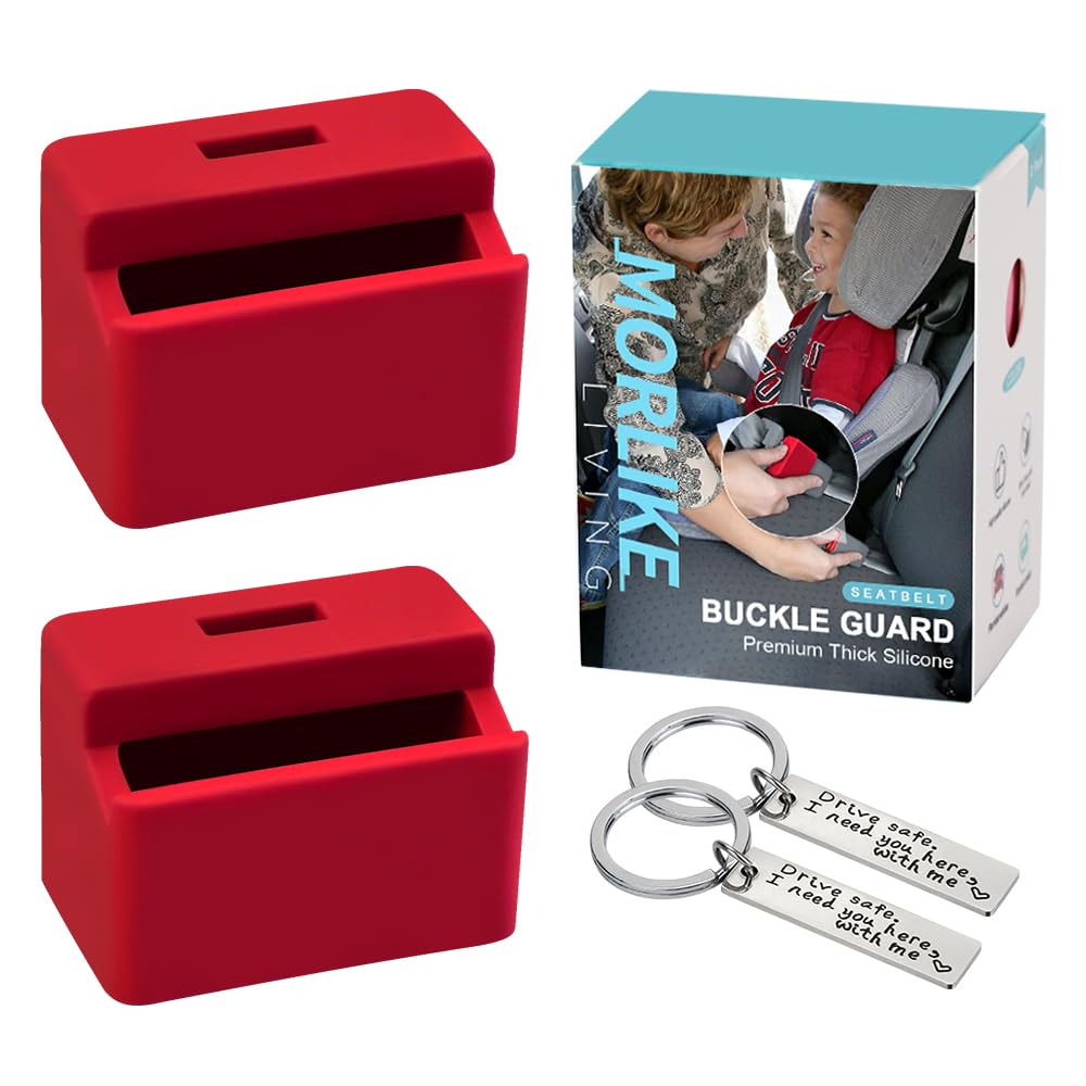 MORLIKE LIVING red silicone buckle cover keeps kids from unbuckling in car seats.