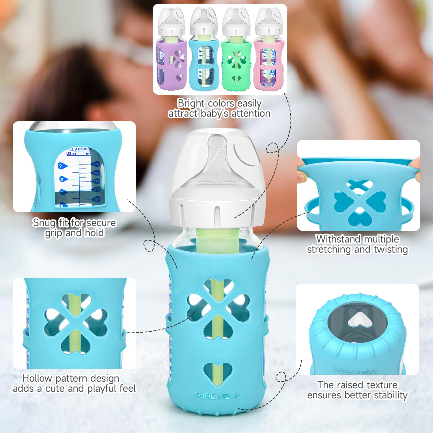 MORLIKE LIVING 4-pack silicone sleeves highlights durable, reusable bottle protection