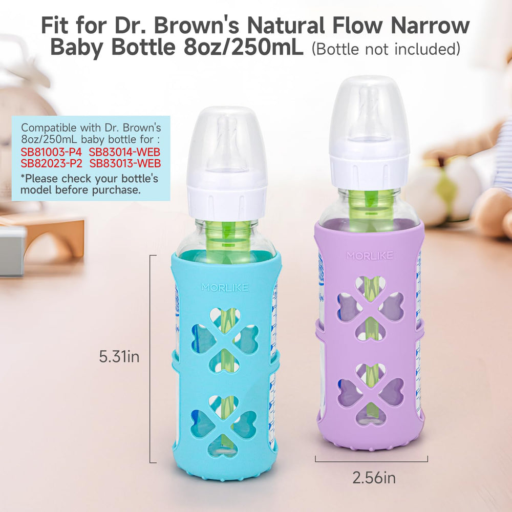 Morlike silicone sleeve in blue covers glass bottle, adds durable protection