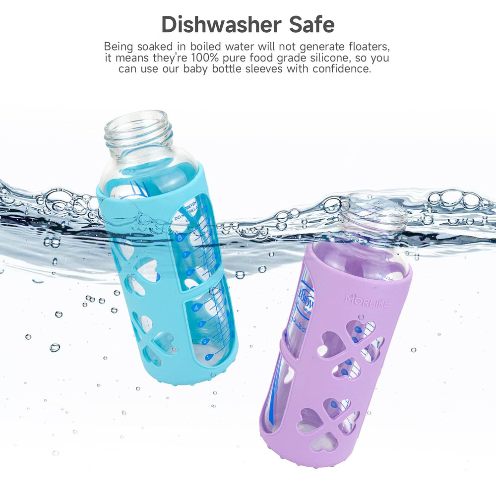 Morlike mint sleeve keeps glass bottle grippable and child-friendly
