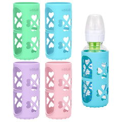 Morlike silicone sleeve on 8 oz bottle in purple for easy grip
