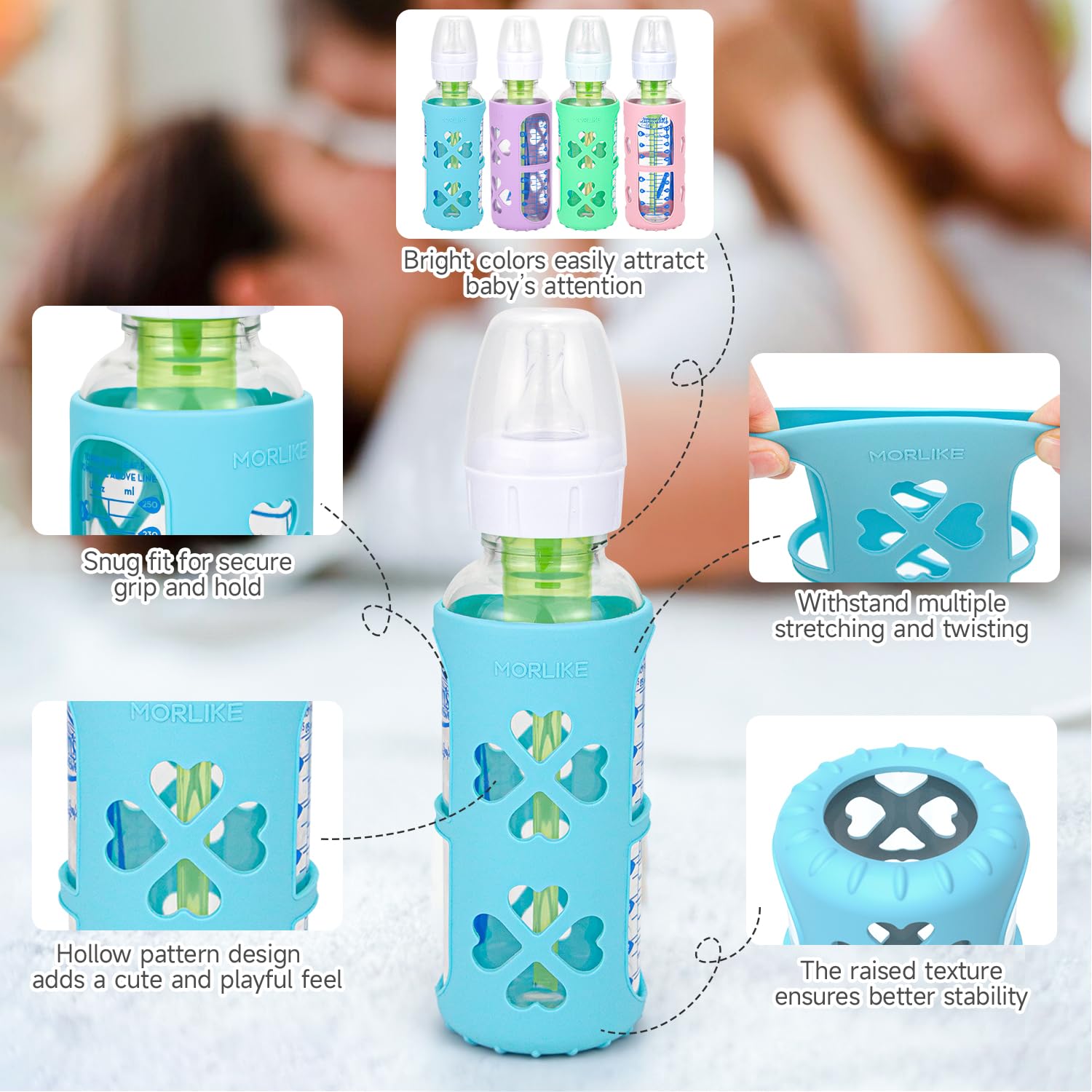 Morlike silicone sleeve bottom texture adds stability and reduces noise