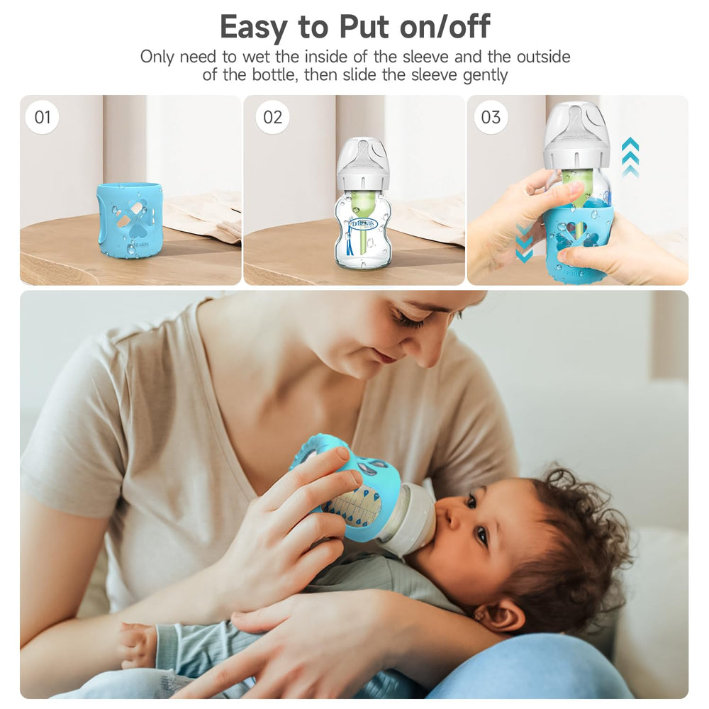 MORLIKE silicone sleeve with grip texture - one-handed feeding convenience.