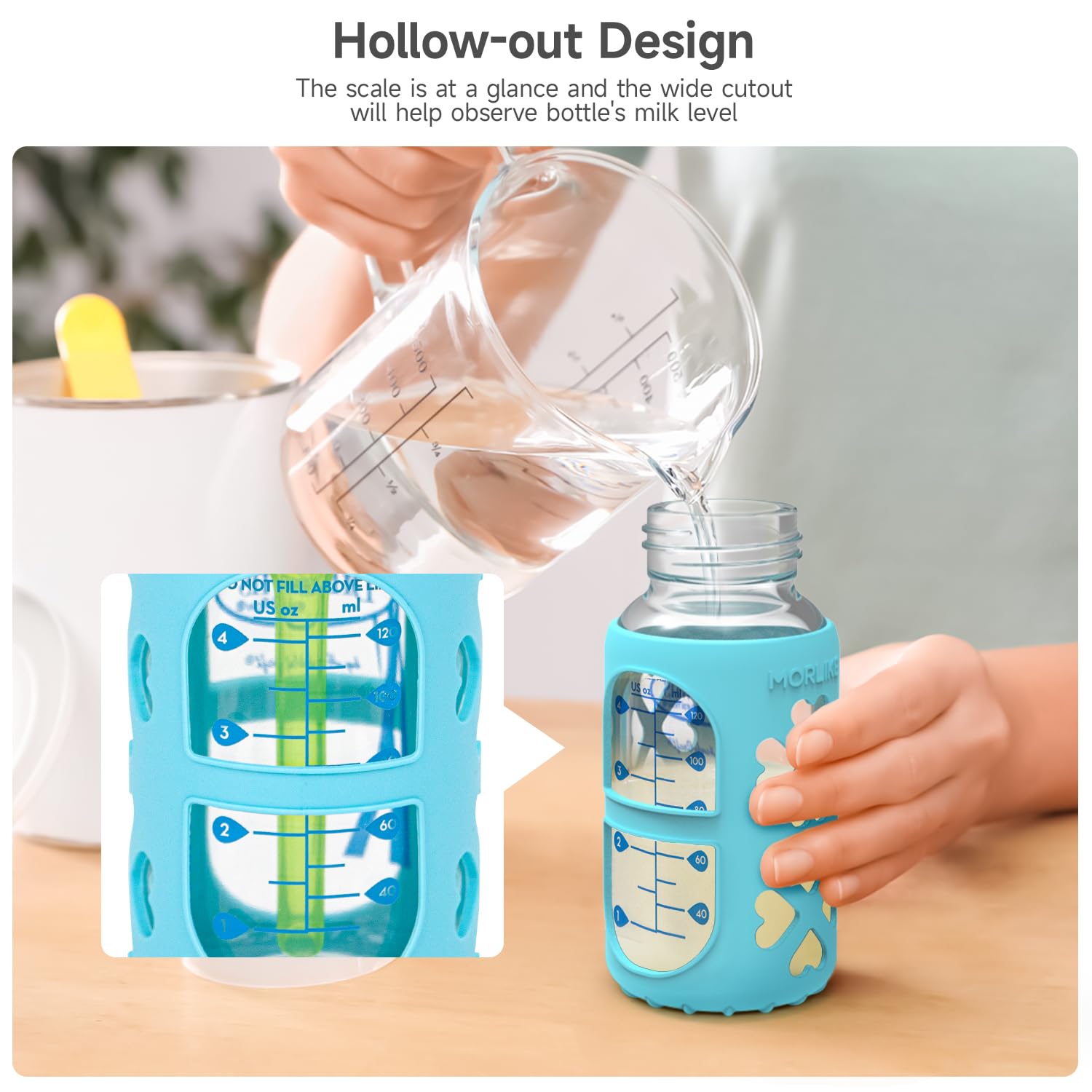 Morlke Living sleeve windows let you see measurement while feeding.