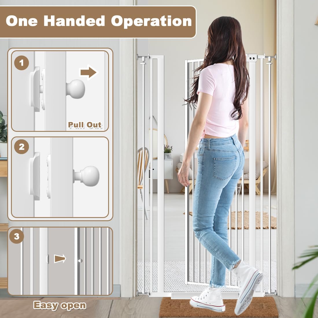 Mornyray adjustable-width gate fits many doorways with secure barrier.