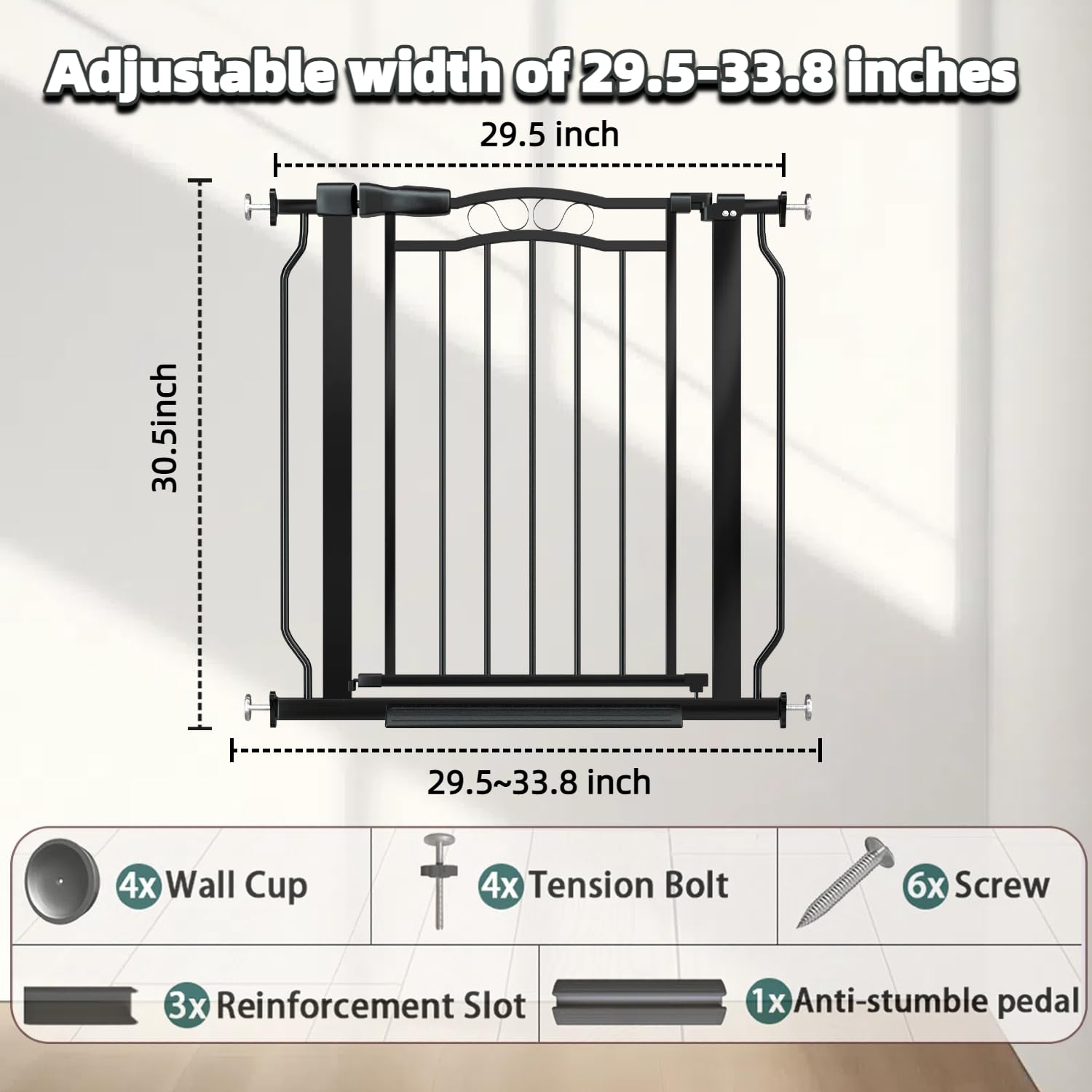 Mornyray baby gate lace design adds elegant style while securing passages.