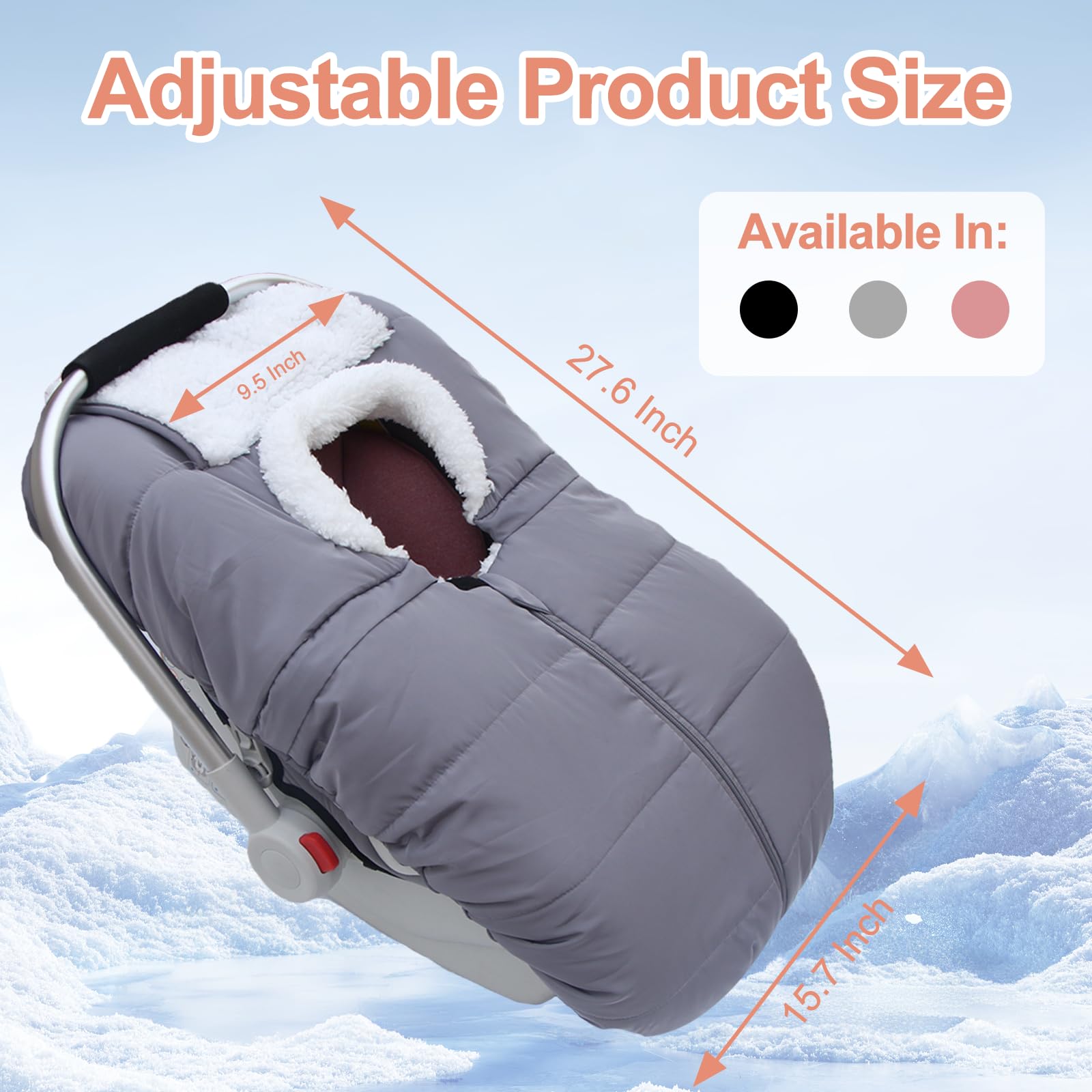 Mornyray Winter Baby Car Seat Cover folded for compact storage and travel convenience.