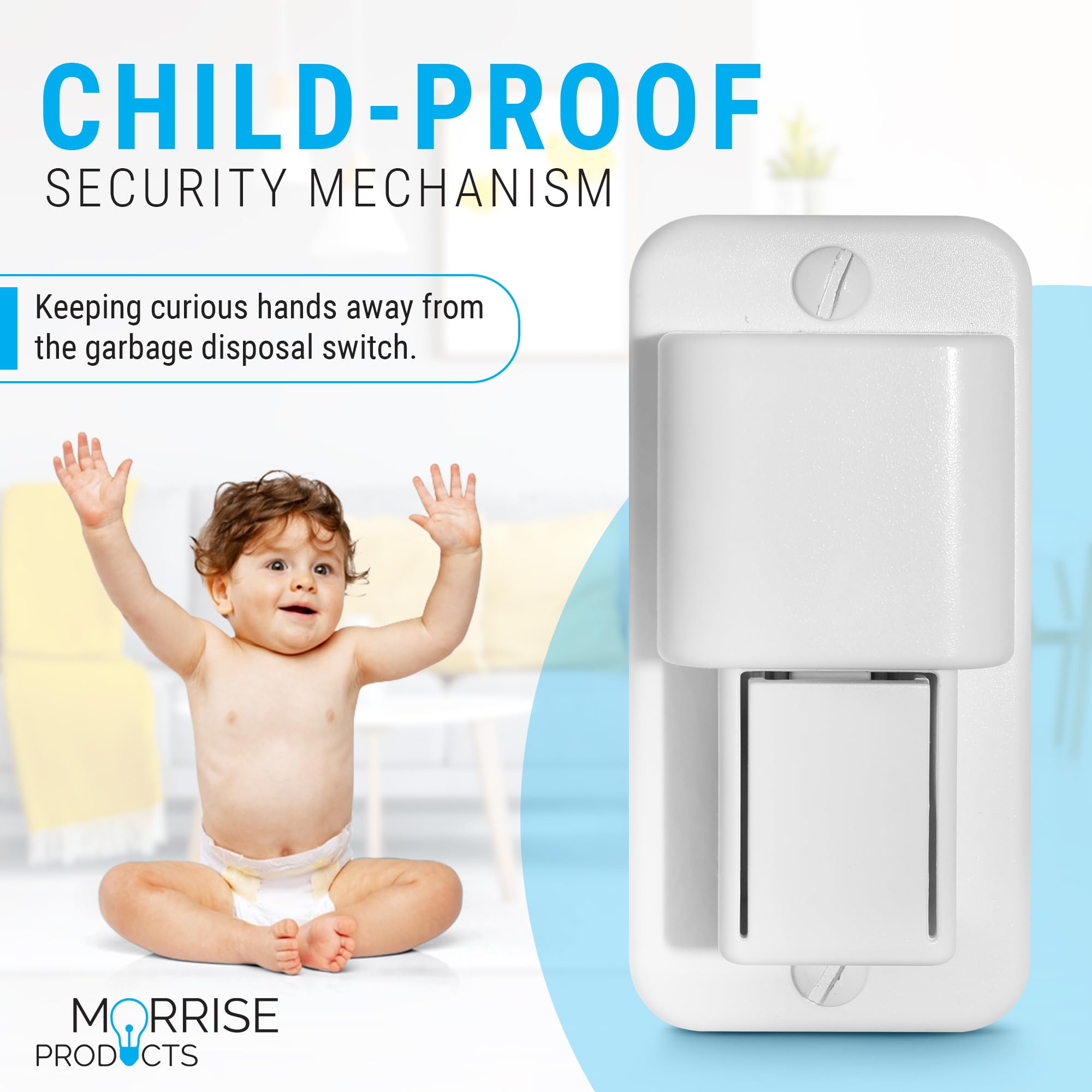 Morrise push-and-slide lock demonstrates adult control for safe, convenient kitchen use.