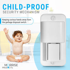Morrise push-and-slide lock demonstrates adult control for safe, convenient kitchen use.